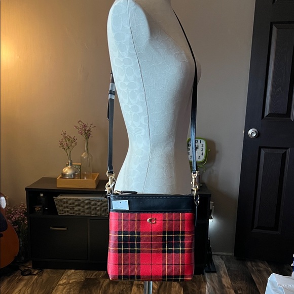 Coach Handbags - Coach Plaid Crossbody Bag - Red and Black